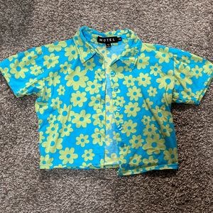 BEST OFFER motel rock! crop top floral collared button up! Size XS